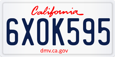CA license plate 6XOK595
