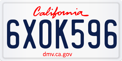 CA license plate 6XOK596