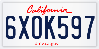 CA license plate 6XOK597