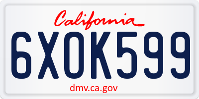 CA license plate 6XOK599