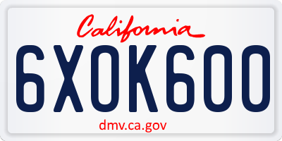 CA license plate 6XOK600