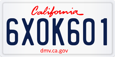 CA license plate 6XOK601