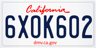 CA license plate 6XOK602