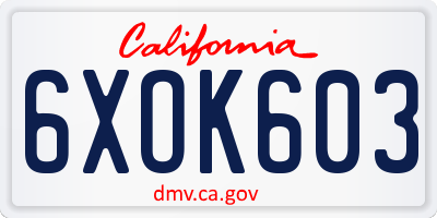 CA license plate 6XOK603