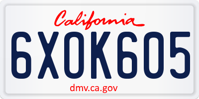 CA license plate 6XOK605