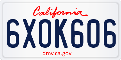 CA license plate 6XOK606