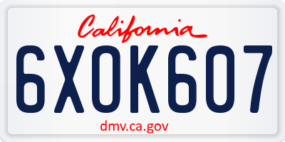 CA license plate 6XOK607