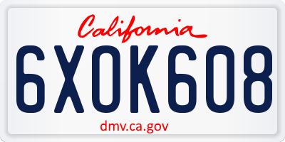 CA license plate 6XOK608