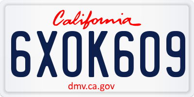 CA license plate 6XOK609