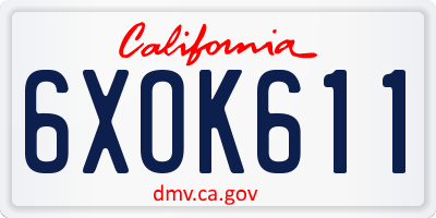 CA license plate 6XOK611