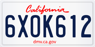 CA license plate 6XOK612