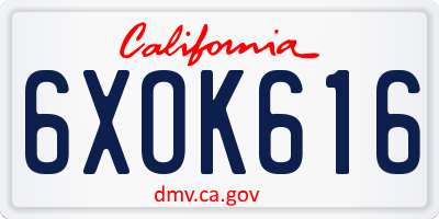 CA license plate 6XOK616