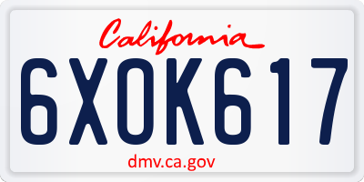CA license plate 6XOK617