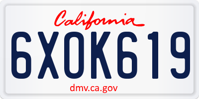 CA license plate 6XOK619