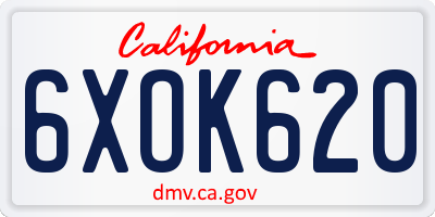 CA license plate 6XOK620