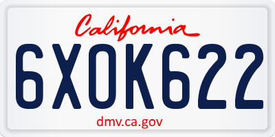 CA license plate 6XOK622