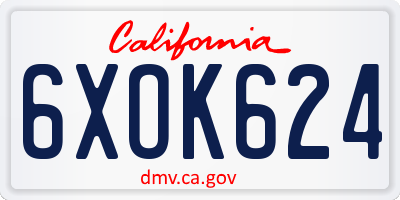 CA license plate 6XOK624