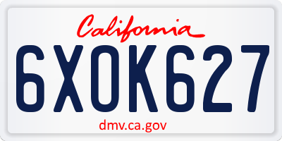 CA license plate 6XOK627