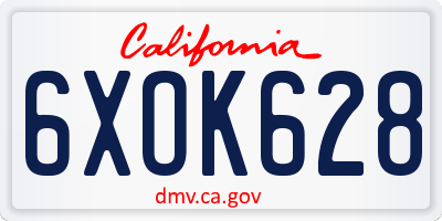 CA license plate 6XOK628