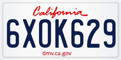 CA license plate 6XOK629