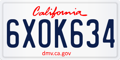 CA license plate 6XOK634