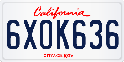 CA license plate 6XOK636