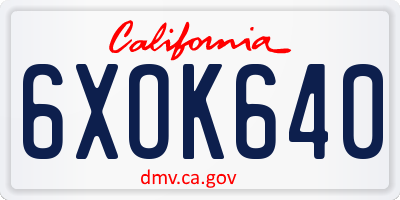 CA license plate 6XOK640
