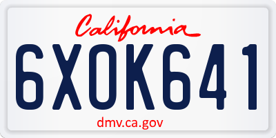 CA license plate 6XOK641