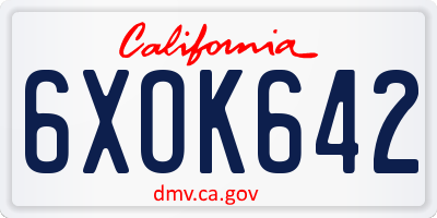 CA license plate 6XOK642