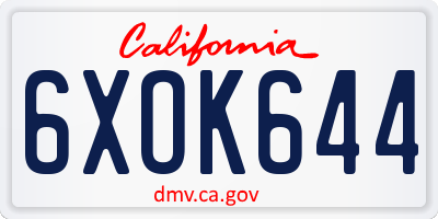 CA license plate 6XOK644