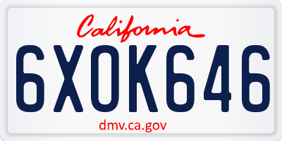 CA license plate 6XOK646
