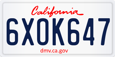 CA license plate 6XOK647