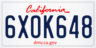 CA license plate 6XOK648