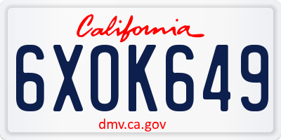 CA license plate 6XOK649