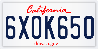 CA license plate 6XOK650
