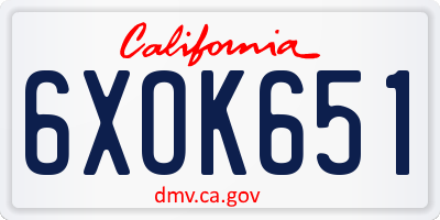 CA license plate 6XOK651
