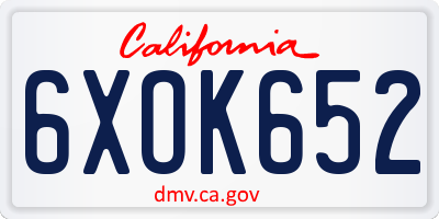 CA license plate 6XOK652