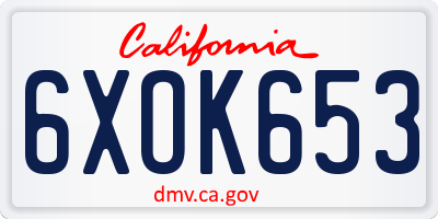 CA license plate 6XOK653