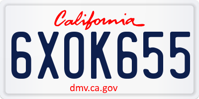 CA license plate 6XOK655