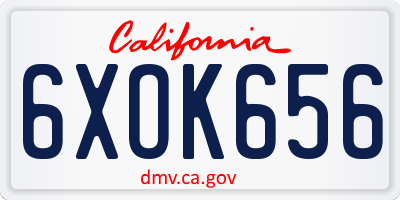 CA license plate 6XOK656