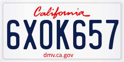 CA license plate 6XOK657