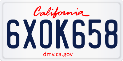 CA license plate 6XOK658