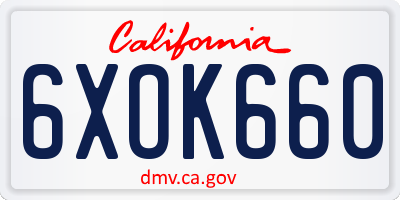 CA license plate 6XOK660