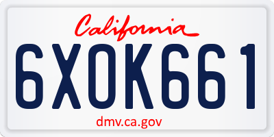 CA license plate 6XOK661