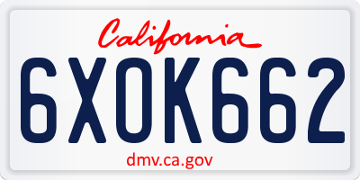 CA license plate 6XOK662