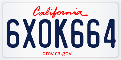 CA license plate 6XOK664