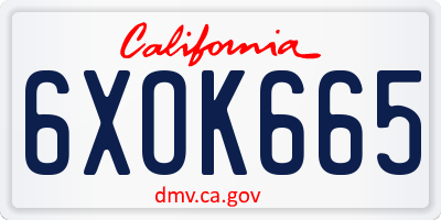 CA license plate 6XOK665