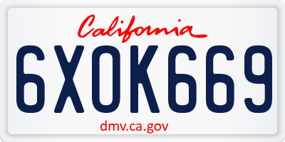 CA license plate 6XOK669