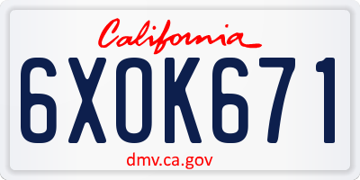 CA license plate 6XOK671