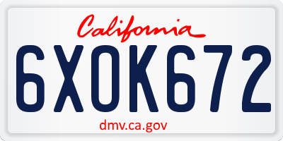 CA license plate 6XOK672